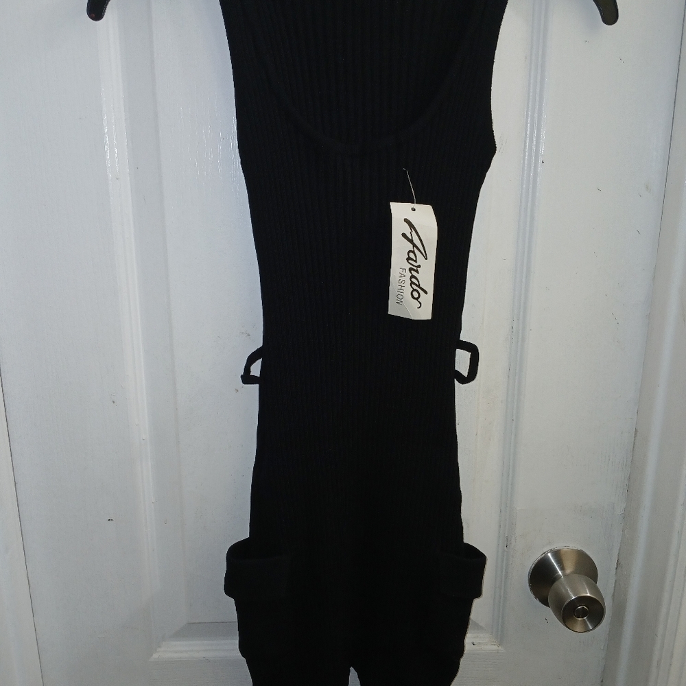 NWT Ardo Fashion Black Romper, Ribbed Knit, Sleeveless, Stretchy, Sz 3(M)